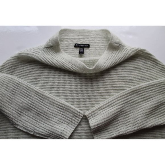 Eileen Fisher Italian Cashmere Funnel Neck Box-Top Mist Size Medium - Picture 11 of 11